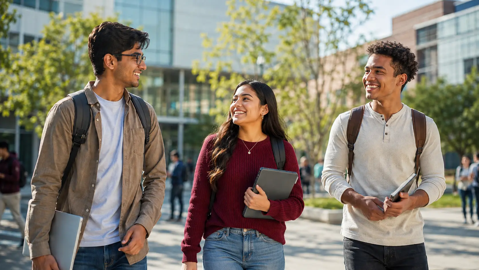 Indian and Hispanic students celebrating academic success and opportunity